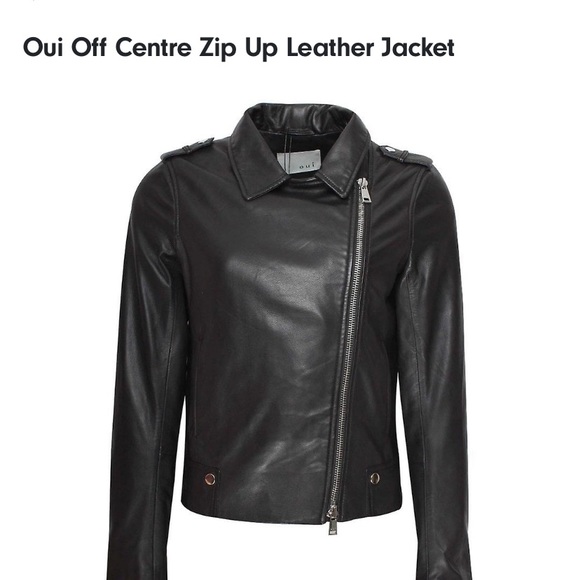 oui Jackets & Blazers - • Oui • leather side zip jacket
